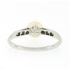 Image 6 : Antique Art Deco .900 Platinum Cultured Pearl Solitaire Single Cut Diamond Ring