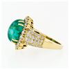 Image 7 : Vintage 18k Gold 11.08 ctw AGL Oval Cabochon Emerald & Pave Diamond Cocktail Rin