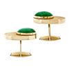 Image 3 : Large Vintage Mens 14K Yellow Gold Oval Jade Squared Puffed Florentine Cufflinks