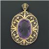Image 3 : Antique Giovanni Apa 14K Gold Hand Carved Amethyst Cameo DETAILED Brooch Pendant