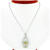 Image 1 : Antique Art Deco 14K Gold French Camphor Glass Hand Etched Cross Pendant & Chain