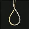 Image 6 : 14K Yellow Gold .30 ctw Diamond Open Tear Drop Infinity Loop Pendant 20" Box Cha