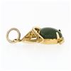 Image 4 : Vintage 14k Yellow Gold Oval Cabochon Cut Jade Detailed Open Swirl Charm Pendant