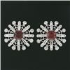 Image 2 : Vintage Platinum 4.02 ctw Rhodolite Garnet & Diamond Snowflake Post Stud Earring