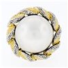 Image 4 : Vintage Handmade 18k Two Tone Gold Mabe Pearl & 0.25 ctw Diamond Ring
