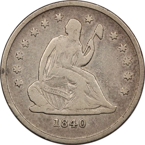 1840-O NO/DRAPERY Seated Liberty Silver Quarter XF