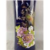 Image 2 : Asian Cobalt Blue Peacocks Vase w/ Diamond Cut Outs. Approx. 12" H