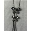 Image 2 : Vintage Gun Metal w/ Rhinestones 2 Butterflies Pendants Necklace