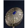 Image 2 : Great Vintage Silver Tone w/ Lapis Colour Stone Footed Jewelry/Trinket Box w/ Swiss Made Music Movem