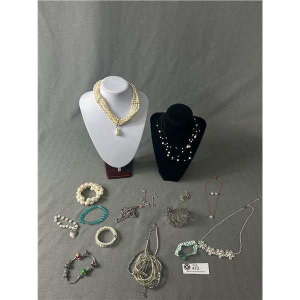 Selection Of Bracelets, Earrings & Faux Pearl Choker Necklace