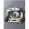 Image 2 : Canadian Van Stone Bear And Cub, Approx. 4.5"  & Poly Resin Antler Frame Approx. 8" x 7"