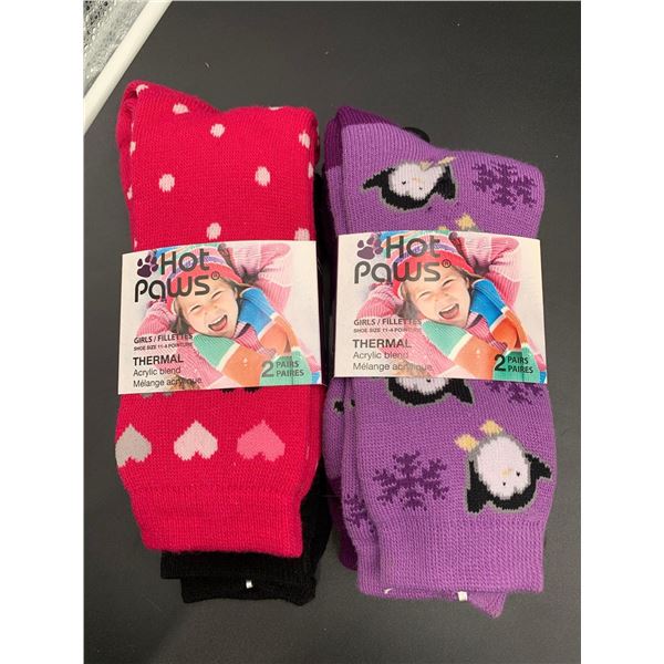 Hot Paws Girls Thermal Acrylic Blend Socks (2 x 2- Size 11-4)
