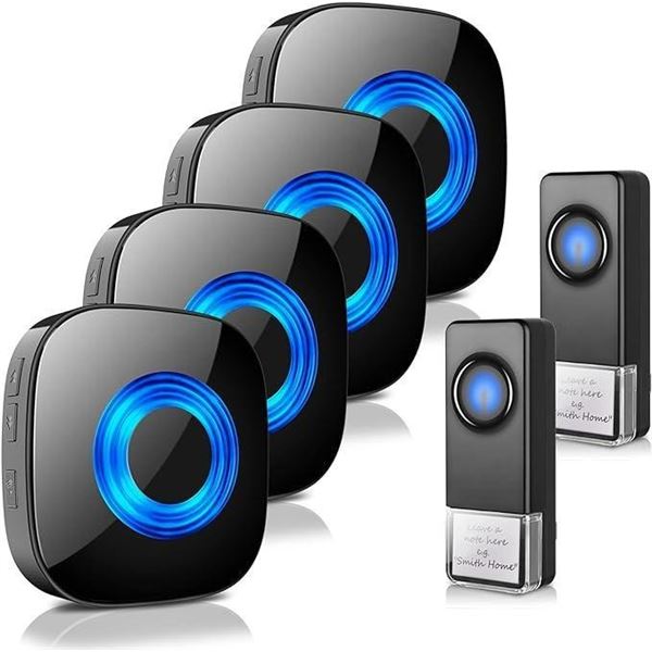 Wireless Doorbell, PHYSEN Waterproof Door Bell Chimes with Mute Mode, 58 Door Chimes, 5 Volume Level