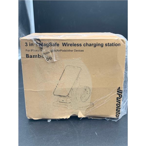 3 in 1 Magsafe Wirreless Charging Station Bamboo