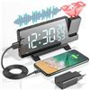 Image 1 : VCKHRRY Projection Alarm Clock, LED Mirror Screen Digital Alarm Clock, FM Radio Projection 180° Radi
