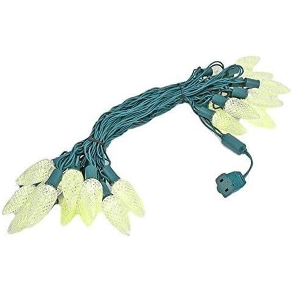 25 Foot C9 LED Outdoor Lighting Christmas Pre-Lamped String Light Set, Warm White, Green Wire, 25 Bu