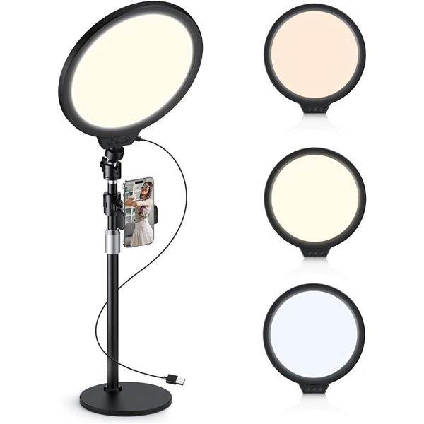 Atumtek 10" LED Full Screen Light with Desk top  stand & Phone Holder