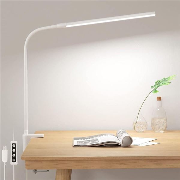 Lepro Desk Lamp with Clamp, LED Clip on Light, Dimmable Reading Light with 3 Color Modes 10 Brightne