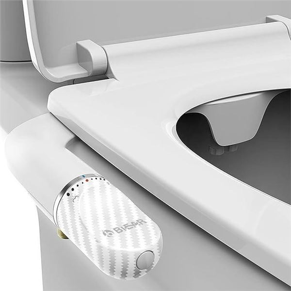 BIEAR Bidet Attachment for Toilet, Ultra-Slim Dual Nozzle Bidet Attachment Adjustable Water Pressure