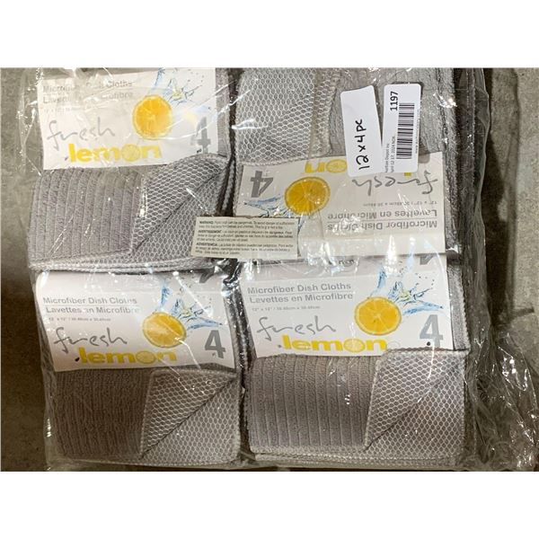 Microfiber 12"x12" Dish Cloths - Gray 12x4pc