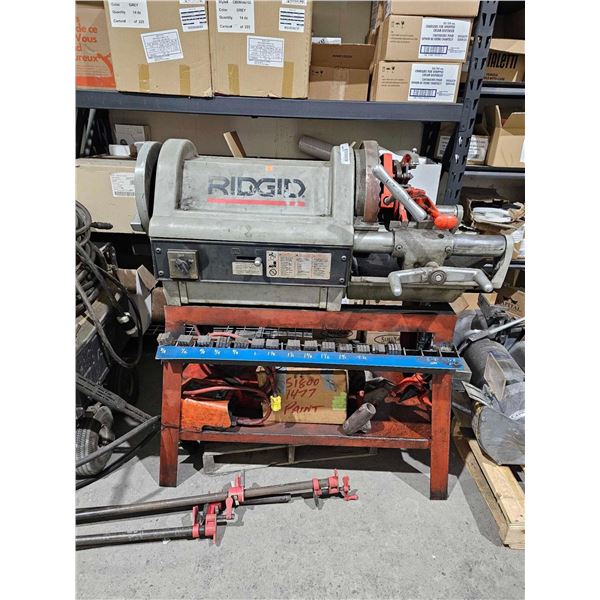 Ridgid pipe threader model 1224,comes with die sizes 3/8" to 4 1/2".  120 volt single phase power
