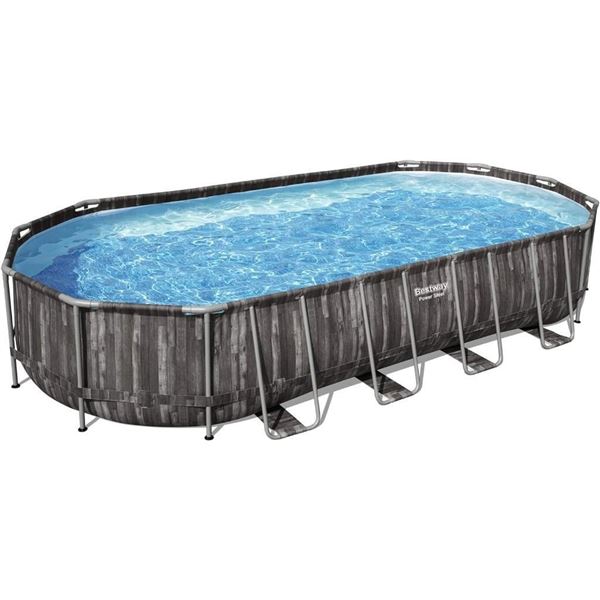 Bestway - 22 Foot x 12 Foot x 48 Inches Power Steel Frame Above Ground Swimming Pool Set with Filter