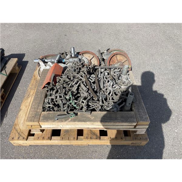 LOT of assorted scaffolding connectors, decks and wheels