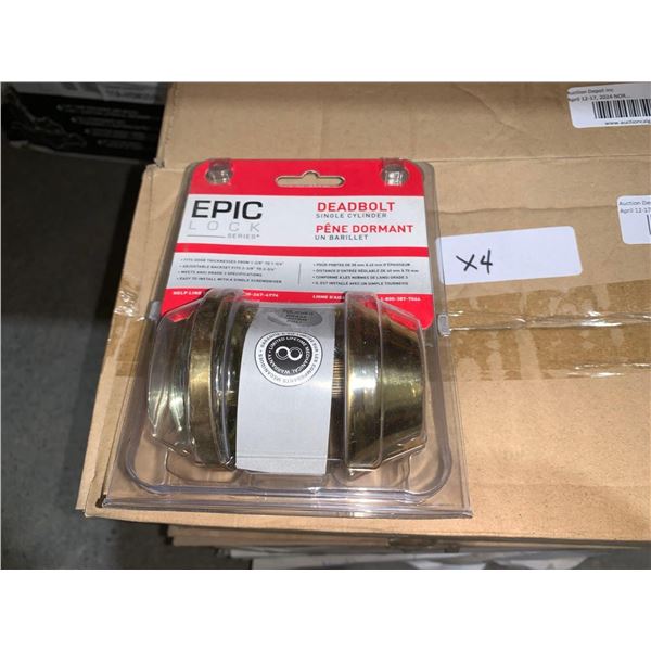 Epic lock single cylinder deadbolt, lot of 4