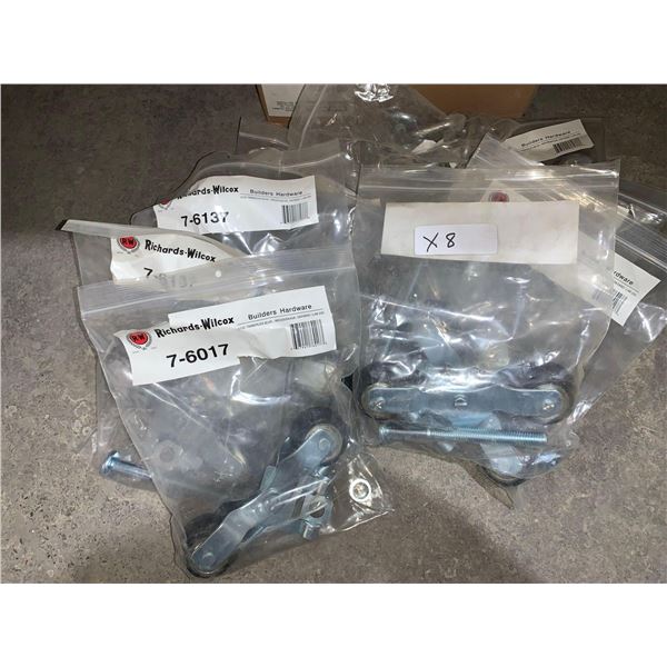 HANGER W BOLTS, 7-6017, BOX TRACK, 5 3/4 X 3 1/2 IN, STEEL/ZINC - Lot of 8