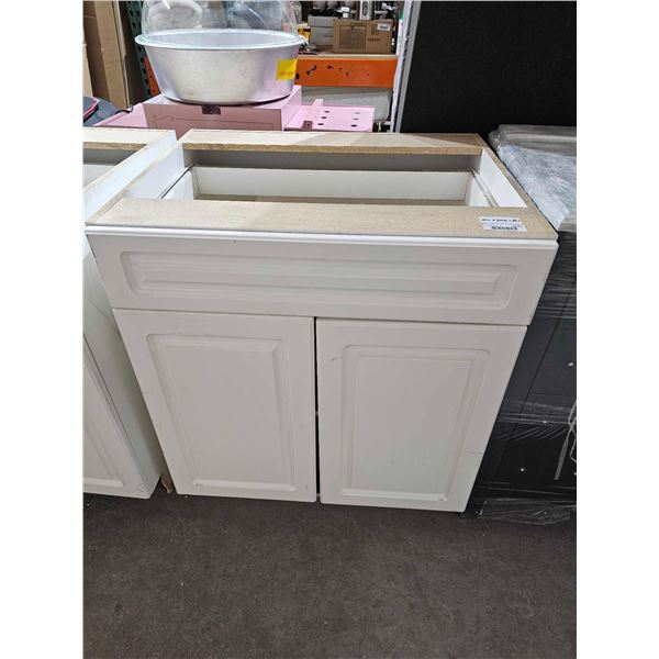 White Bathroom Vanity Base 1 Drawer & Dual Cupboard - 30Lx24Dx35T