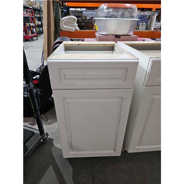 White Bathroom Vanity Base 1 Drawer & Single Cupboard - 18Lx24Dx35T