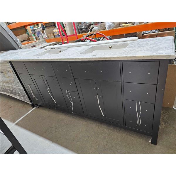 Brown Dual Sink, Marble Top Bathroom Vanity 72Lx22Dx35"T NEW