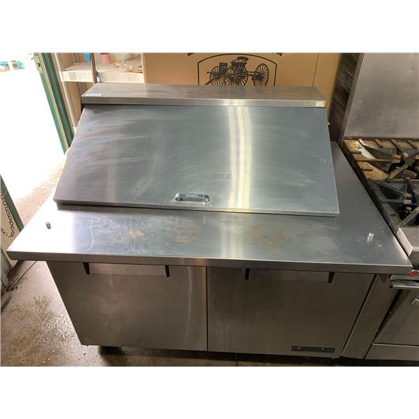 True  - double door 60 inch sandwich prep table refrigerator