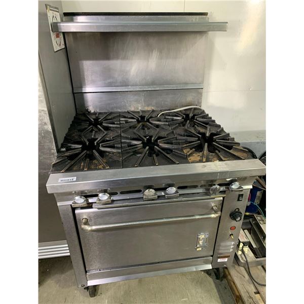 Vectare commercial Stainless Steel 6 burner Natural Gas range with oven with back splash