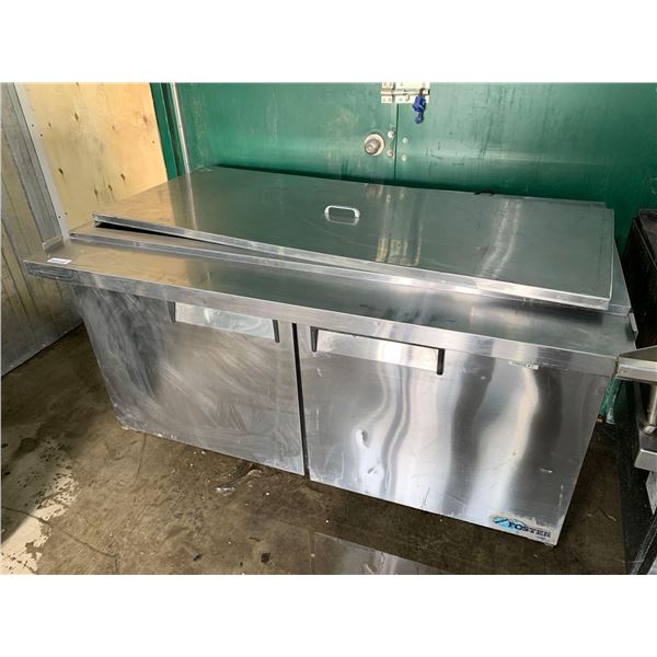 Foster Double Door Commercial Stainless Steel 60 inch Sandwich Prep Station on wheels