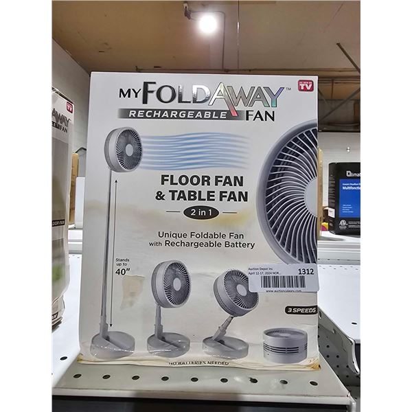 My Fold Away Rechargeable Fan  2-in-1 Floor & Table Fan