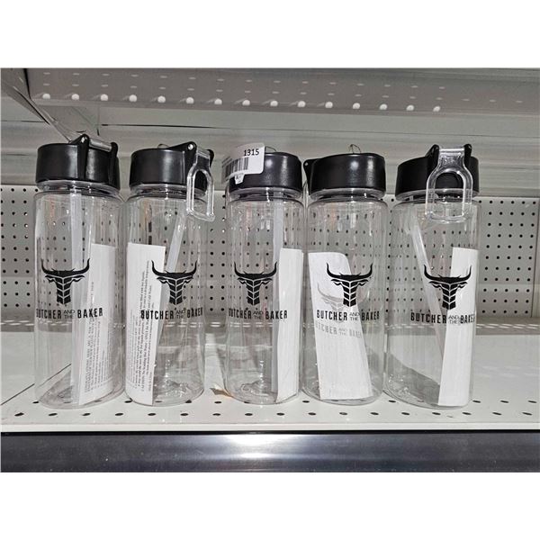 Lot of 5 Butcher and the Baker Plastic Water Bottles
