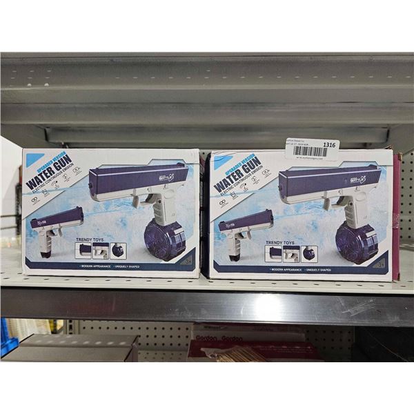 Lot of 2 Battery Powered Water Squirt  Guns with re-fillable water reservoir