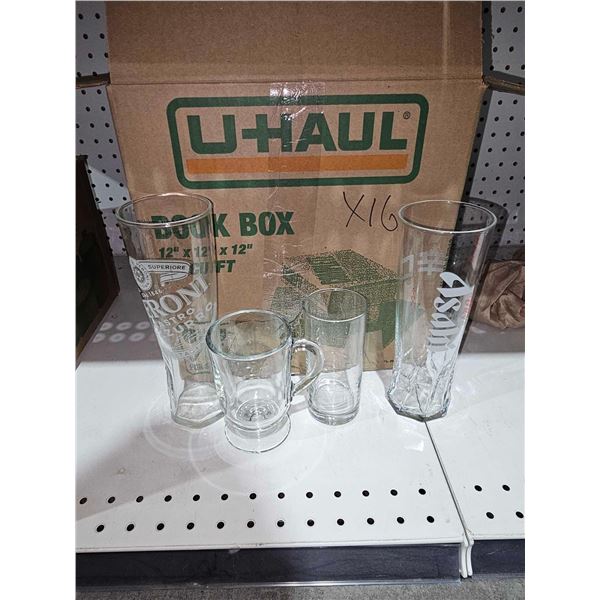 Lot of 16 Assorted Liquor Branded & Plain Drinking Glasses