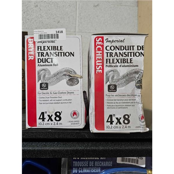 Imperial Flexible Transition Duct 4"x8' - Lot of 2