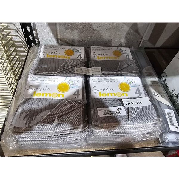 Microfiber 12"x12" Dish Cloths - Gray 12x4pc