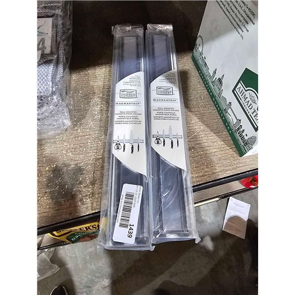 Lot of 2 Chicago Cutlery 14 Inch Magnastrip Wall Mounted Magnetic Knife Holder