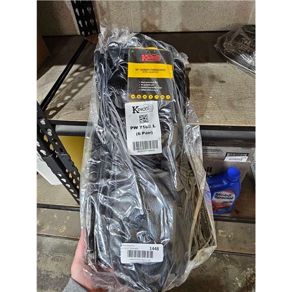 Kinco 18" Sandy Finish PVC with Gauntlet Cuff Gloves Lot of 6 Pairs