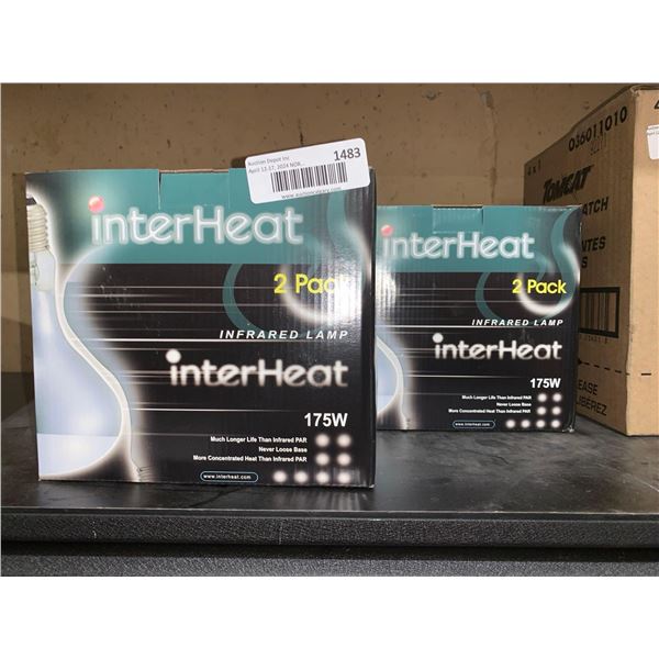 Inter Heat infared lamp replacement bulbs. 175 watts, 2 packs of 2 bulbs