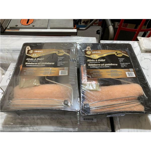 Simms 5 piece stain & paint roller and brush set, lot of 2 sets