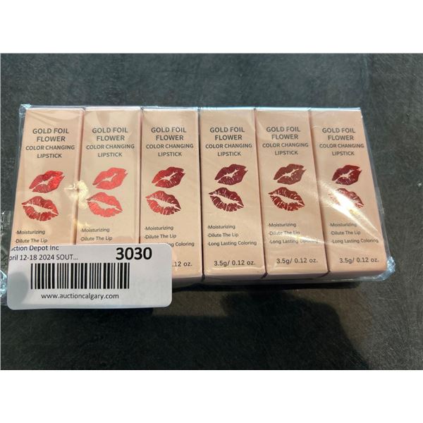Gold Foil Color Changing Lipstick LOT of 6 x 3.5g