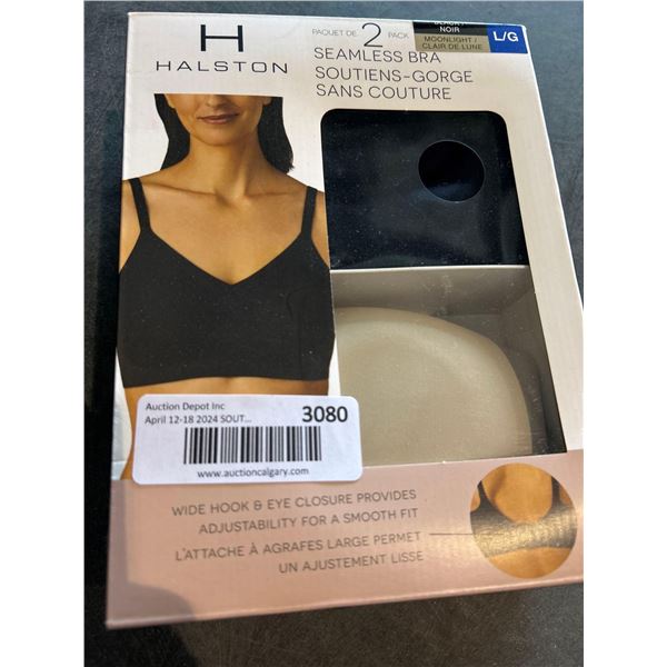 Halston Seamless Bra 2 Pack Size Large Black & Moonlight