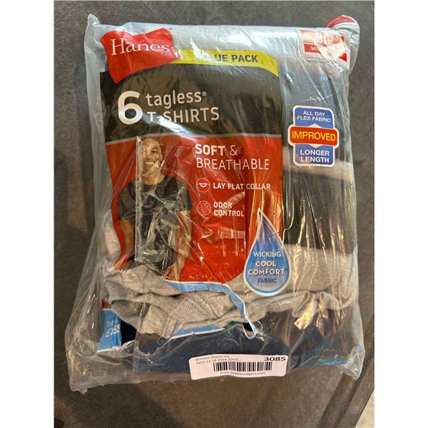 Hanes 6 Tagless T-Shirts Size Small 34-36"