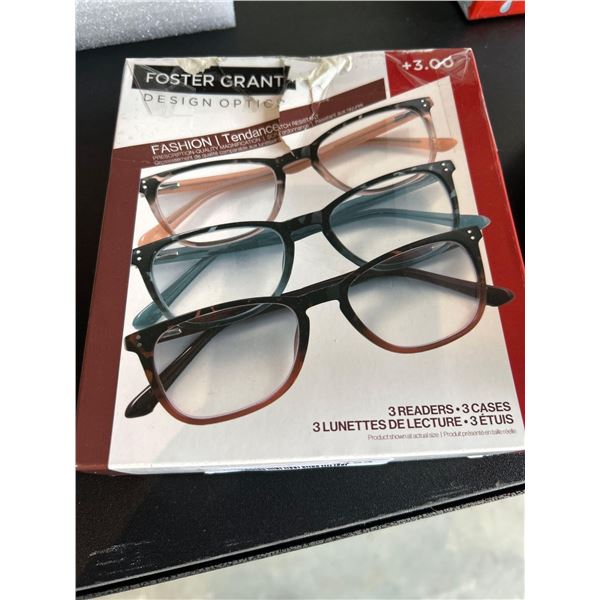 Foster Grant Fashion Reading Glasses Lot of 3 +3.00