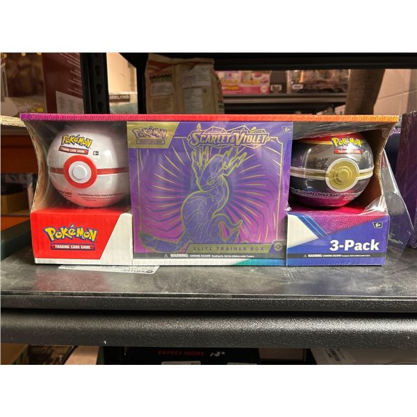 Pokemon scarlet & violet 3-pack containing elite trainer box and 2 Poke balls